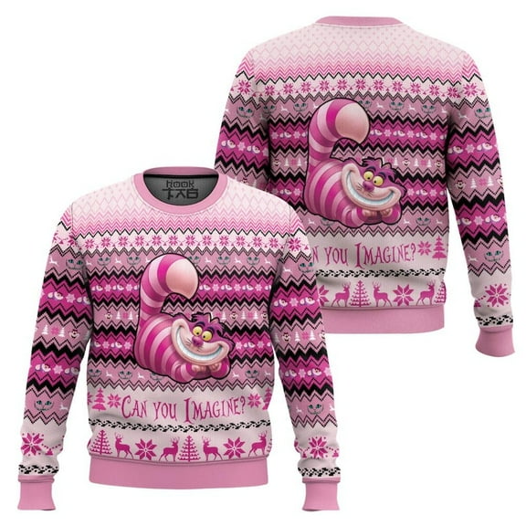 Christmas Cheshire Cat Alice In Wonderland 3D Sweater, All Over Print 3D 3D Sweater Gift For Her Mother, Family Trip Sweater, Xmas Party