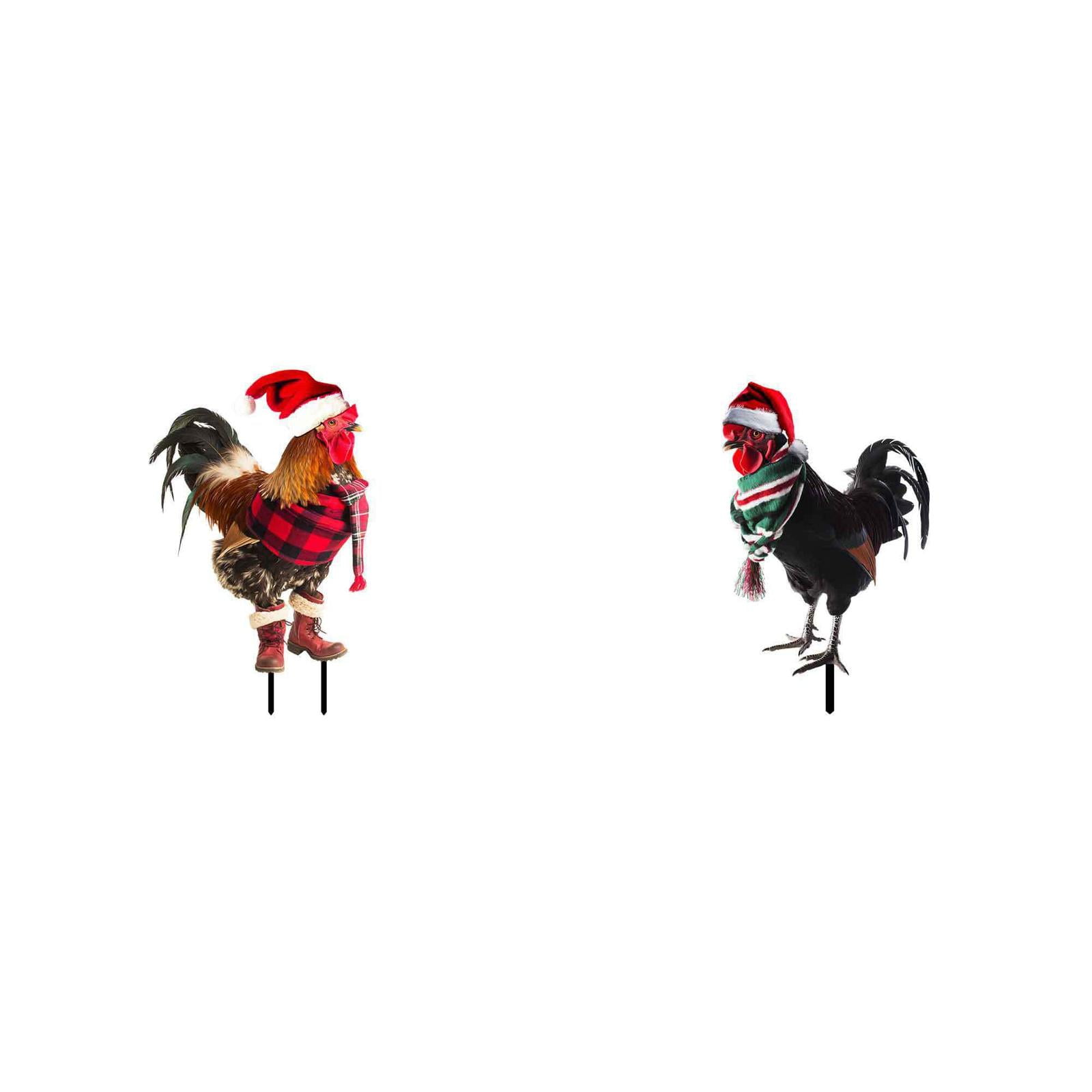 Christmas Chicken Garden Insert Art Rain Gauge Outdoor Large Numbers