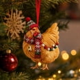 thumbnail image 1 of Christmas Chicken Ornament, 3.15 in 2D Acrylic Hanging Decoration with Assorted Styles, for Christmas Tree, Mantel, Window, Home Decor, 1 of 5