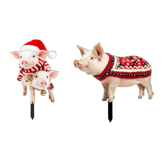 Christmas Chicken Outdoor Decorations, Christmas Yard Sign with Stakes, Cat Animal Garden Stakes Yard Art for Ground Yard Lawn Porch Sidewalk Xmas Winter Holiday Decorations