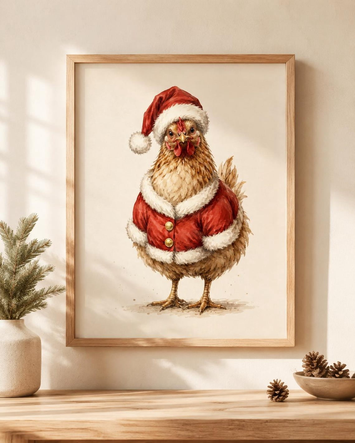 Holiday Kitchen Signs Christmas Chicken Wall Art Print Farmhouse Christmas Decor Rustic Hen ...