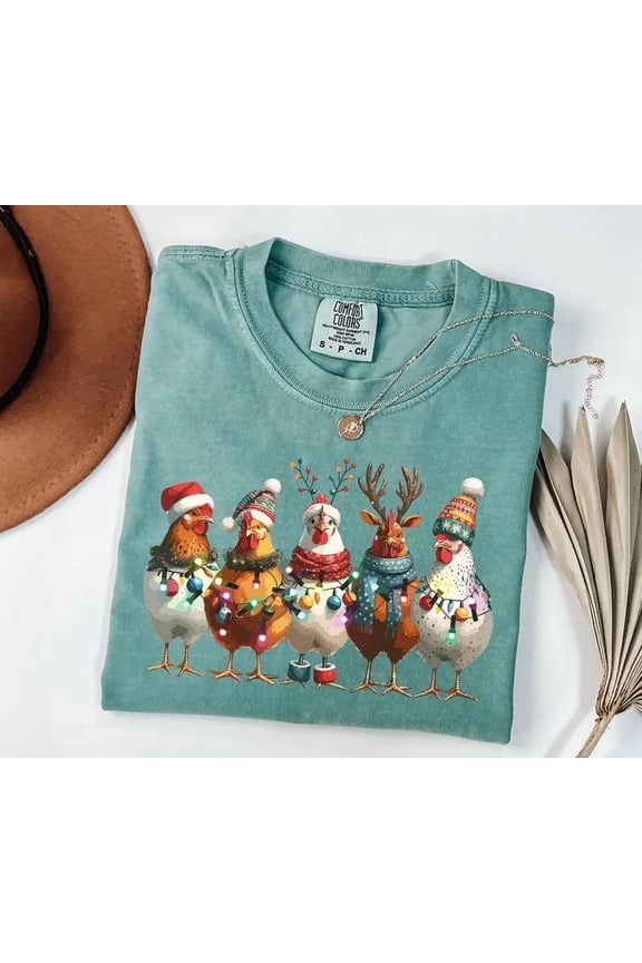 Christmas Chickens Shirt, Funny Christmas Chicken Tee, Xmas Gift, Christmas Farm Shirt, Farm Lover Gift