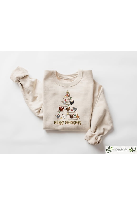 Christmas Chickens Sweatshirt, Christmas Farm Animals Sweater, Womens Christmas Chicken Shirt