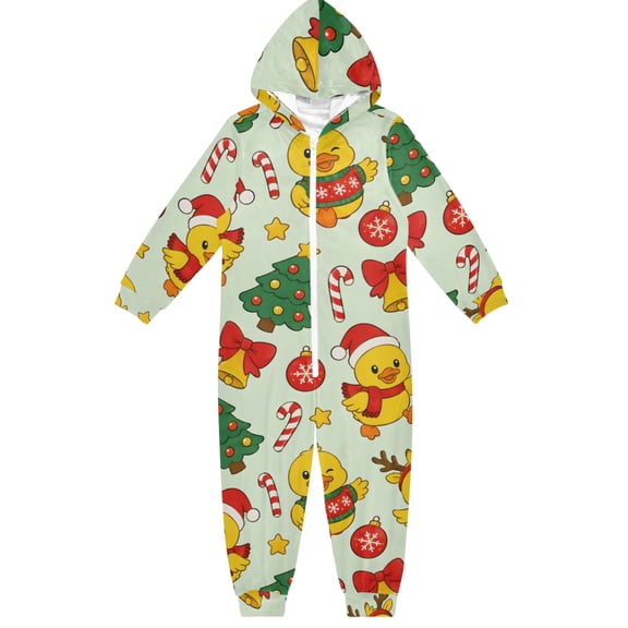Christmas Chicks Fabric Yard Boys & Girls Hooded One-Piece Pajamas Warm Crystal velvet Hooded Long Sleeve Loungewear Jumpsuit Unisex