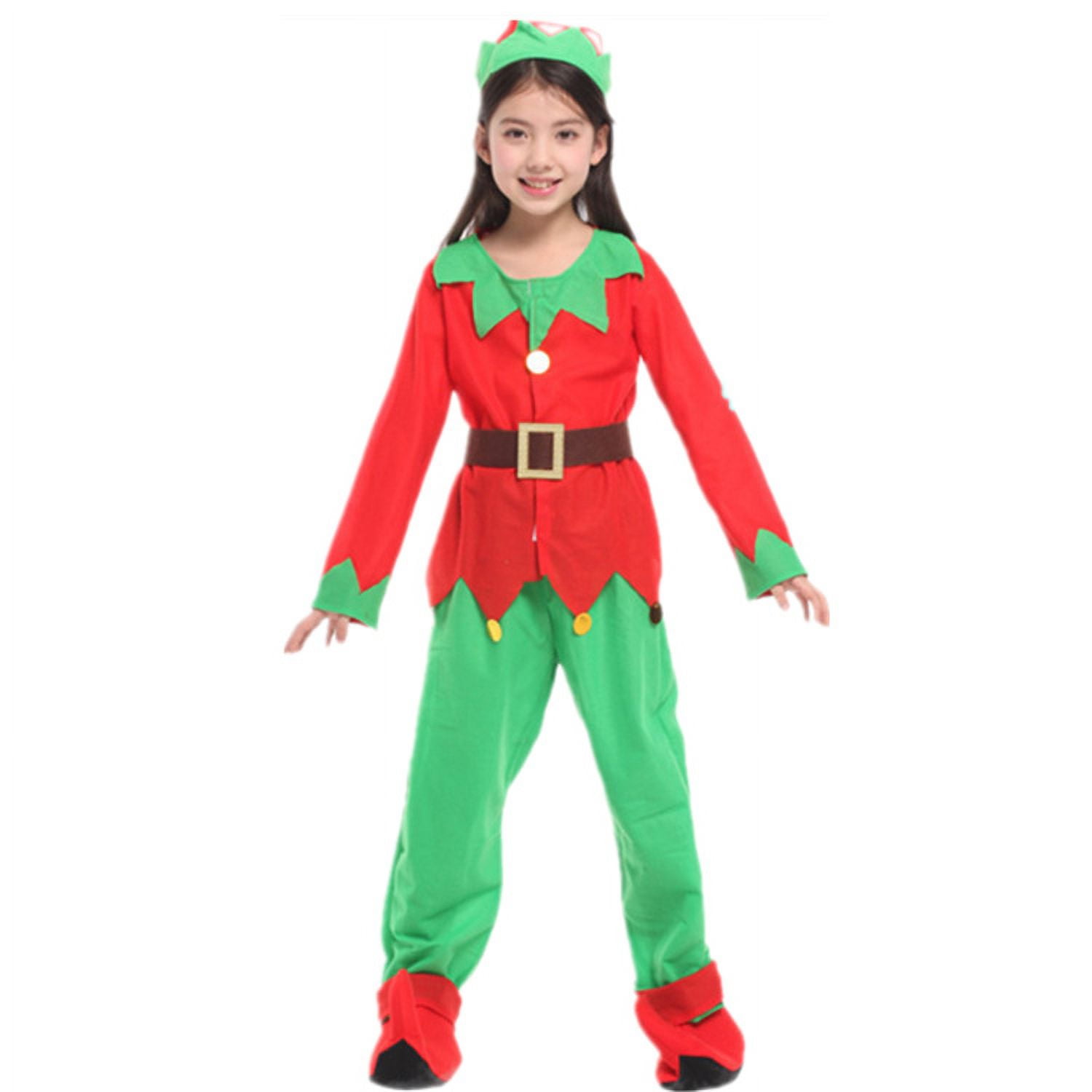 Christmas Children Little Girl Elf Costume Green Christmas Costume Set