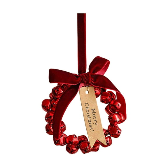 Christmas Chime Wreath With Connected Ribbon And Chimes Christmas Rattan Wreaths For Front Door Wall Door Holiday Seasonal Indoor Home Decoration String Beads for Doorway Easter Bowl Fillers Pig on A