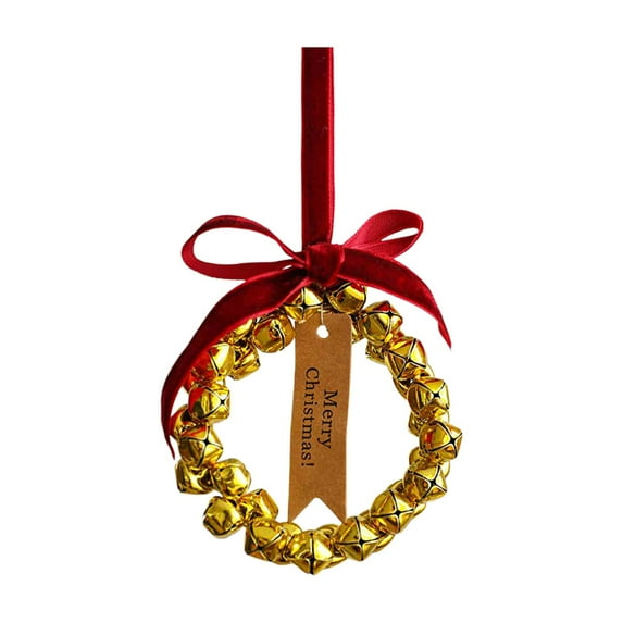 Christmas Chime Wreath With Connected Ribbon And Chimes Christmas Rattan Wreaths For Front Door Wall Door Holiday Seasonal Indoor Home Decoration String Beads for Doorway Easter Bowl Fillers Pig on A