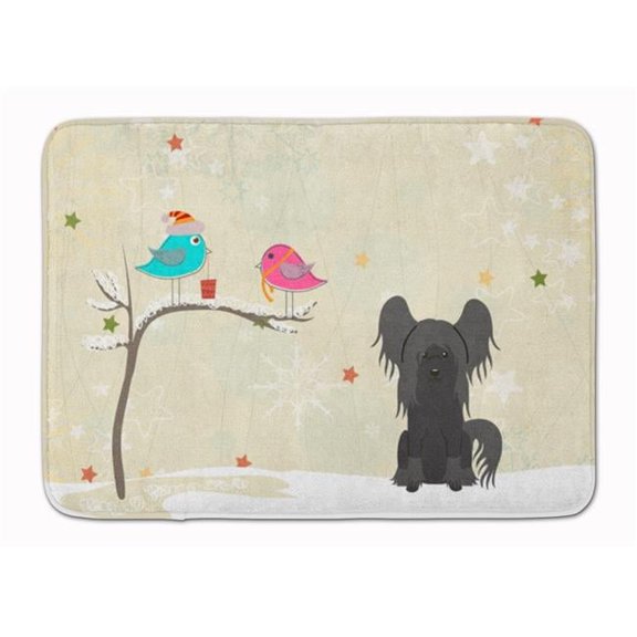 Christmas Chinese Crested Black Machine Washable Memory Foam Mat