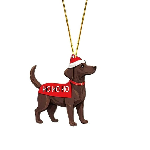 Christmas Chocolate Lab Labrador Ornament Wood Hanging Christmas Tree Ornaments Holiday Decorations for Xmas Tree Decor Retriever Gifts for Labrador Lovers