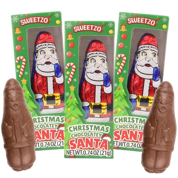 Christmas Chocolatey Santas, Stocking Stuffer Candy, Pack of 3, 0.74 Ounce per Box
