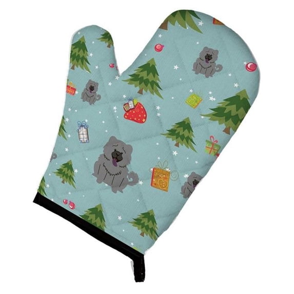 Christmas Chow Chow Blue Oven Mitt - Blue