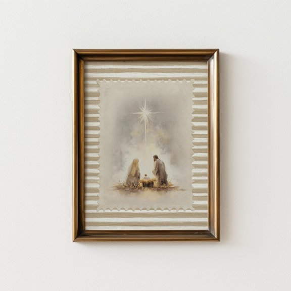 Christmas Christian Nativity Scene Star Of Bethlehem Baby Jesus Poster , Poster Print Only