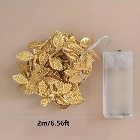 Christmas Christmas Decorations - Artificial Flower Golden Leaf Fairy Led Copper Wire Lights Battery-Operated Artificial Plant Garland Vine Lights, Suitable for Weddings and Family Gatherings