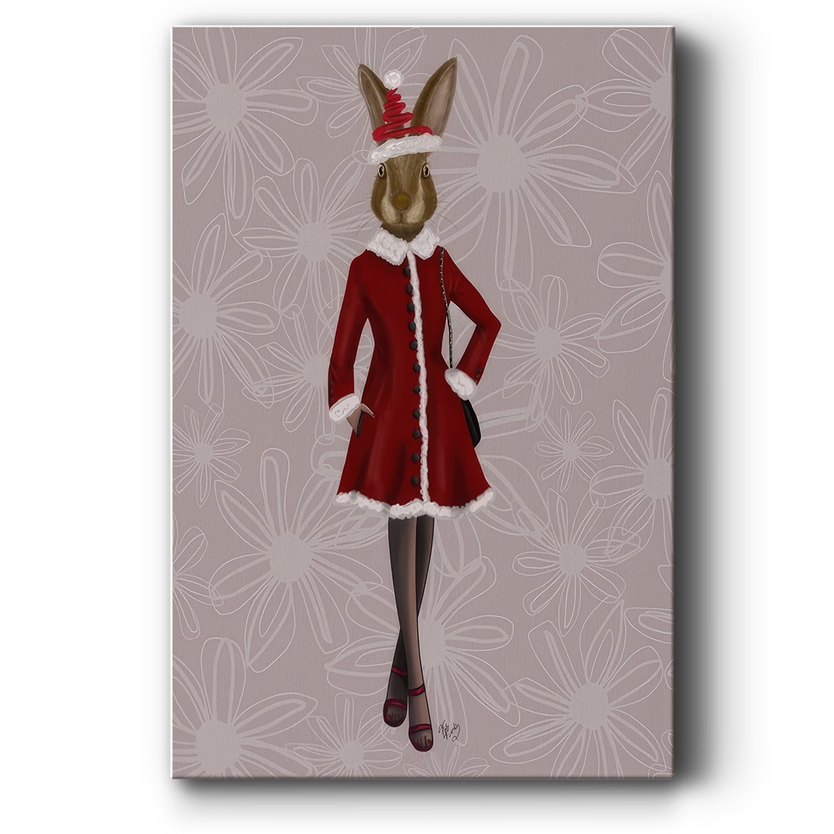 Christmas Christmas Fashion Bunny- Gallery Wrapped Canvas