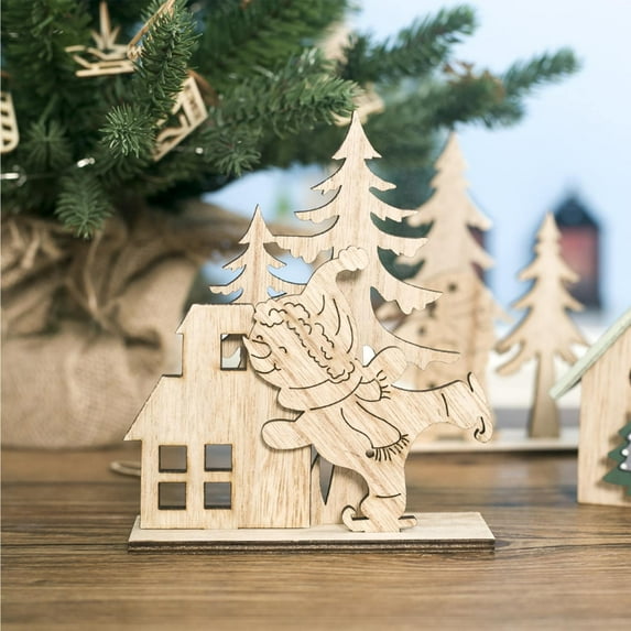 Christmas Christmas Table Wooden Top Decorations For Holiday Home Party Wood