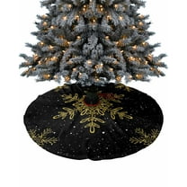 Christmas Christmas Tree Skirt 36 Inches Large Christmas Skirt Tree, Yellow Winter Snowflake Christmas Black Tree Skirt Christmas Decorations for Fireplace Party Holidays Indoor Outdoor