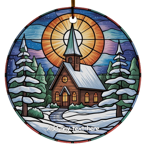 Christmas Church Ceramic Ornament Christmas 2025 Personalized Tree Ornament for Family, Friends, Boy or Girl, Custom Text Keepsake