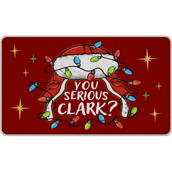 Christmas Classic Movie Decorative Front Door Mat, Red Xmas Vacation You Serious Clark Doormat Indoor Outdoor Non-Slip Floor Entryway Rug, Winter Holiday Home Kitchen Decoration 17x30 Inch