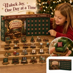 Christmas Classroom Advent Calendar 2026, 24-Day Holiday Countdown with 2D Acrylic Cute School Themed Ornaments, Decor Blind Box Set for Teachers and Fans
