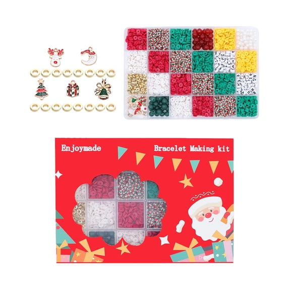 Christmas Clay Beads Bracelet Making Kit Holiday Jewelry DIY Project Set with Flat Polymer Heishi Beads Alphabet Letter Beads Spooky Ghost Pumpkin Charms for Festival Craft Supplies