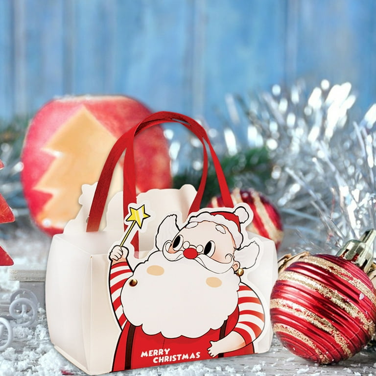 Christmas Clear Plastic Gift Bags With Handle Reusable Transparent PVC Plastic Gift Wrap Tote Bag For Suitable For Gift Xmas