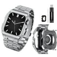 thumbnail image 1 of Christmas Clearacne ! V-MORO Stainless Steel Band and Case Compatible with Apple Watch Band 44mm 45mm, Men Metal Protective Bumper Cover for iWatch Series 8/7/SE/6/5/4, Gifts for Men, 1 of 8