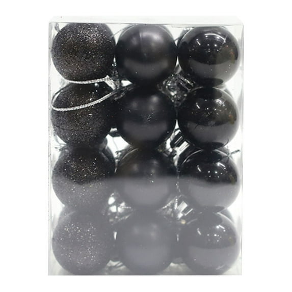 1.18"/24ct Shatterproof Clear Plastic Christmas Ball Ornaments Decorative Xmas Baubles Set with Stuffed Delicate Decorations for Wedding,Thanksgiving,Party(60mm, Black)