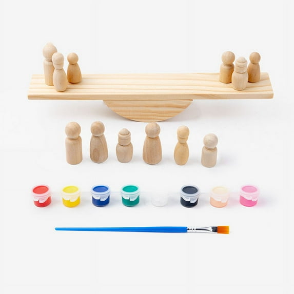 QTOCIO Toddler Toys, Wooden Seesaw For Kids Wooden Seesaw Toy Wooden Balances Stress Release Toy Hand Coordination Practice Block Balances Toy