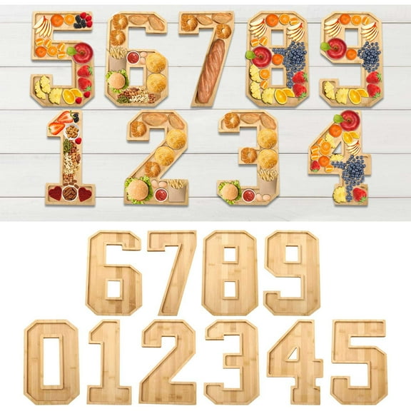 2025 Wooden Number Tray - Large Eco-Friendly Food Platter for Fruit, Cheese & Vegetables - Perfect for Birthday Parties, Holiday Gatherings, and Special Celebrations - 11.6 Inches