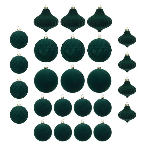 Christmas 25Pcs Velvet Christmas Balls Flocked Christmas Tree Ball Ornaments,Plastic Balls Xmas Decorative Hanging Ornaments Party Supplies