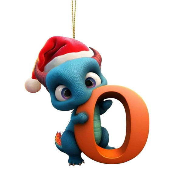 Christmas 26 Initial Personalized Dinosaur Christmas Ornaments Christmas Tree Decorations Pendants,Plastic Initial Monogram Xmas Tree Decorations Unique Christmas Funny Gifts for Kids