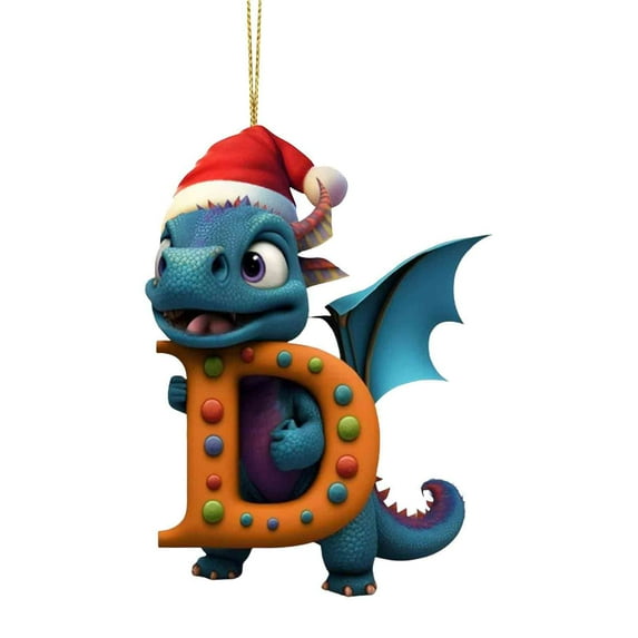 Christmas 26 Initial Personalized Dinosaur Christmas Ornaments Christmas Tree Decorations Pendants,Plastic Initial Monogram Xmas Tree Decorations Unique Christmas Funny Gifts for Kids