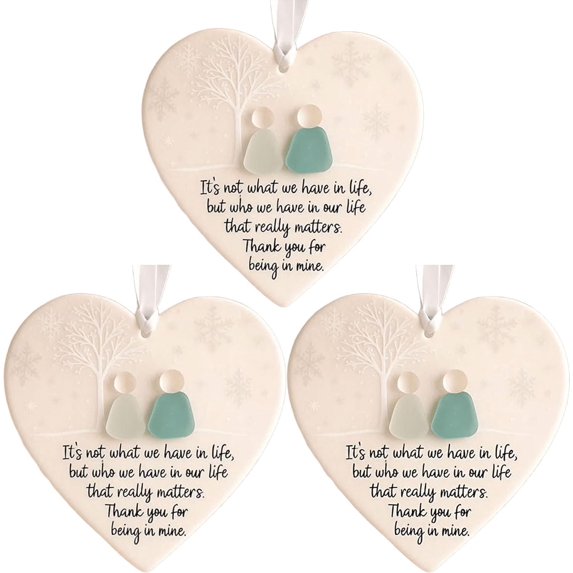 Christmas Clearance 3PCS Vggrvlo Heart Shaped Sea Glass Ornaments Christmas Tree Hanging Ornaments Best Christmas Gifts for Bo-ys Gi-rls