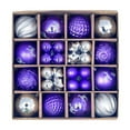 thumbnail image 1 of 60mm/2.36" Delicate Contrast Color Theme Painting & Glittering Christmas Tree Pendants Decorative Hanging Christmas Baubles Balls Ornaments Set - 44 Pieces (Silver & Purple), 1 of 6