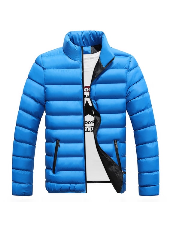 Christmas Clearance! AIEOTT Lightweight Puffer Jacket Men Zip Up Quilted Jacket Winter Packable Jackets Stand Collar Coats Slim Fit Puffer Jacket