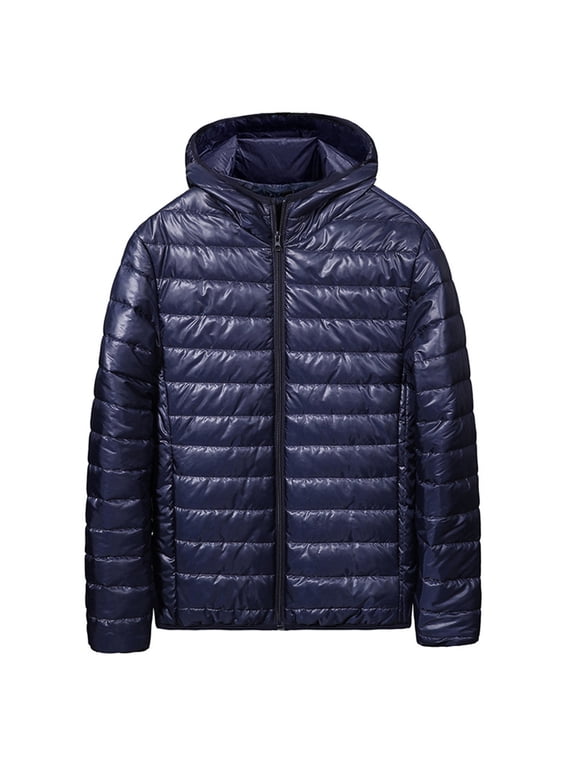 Christmas Clearance! AIEOTT Men's Lightweight Packable Hooded Puffer Jacket Insulated Winter Coat for Snow Ski Traveling