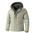 thumbnail image 1 of Christmas Clearance! AIEOTT Men's Puffer Jacket Hooded Thicken Warm Winter Coats Fake Two-piece Zipper Fashion Padded Jackets, 1 of 8