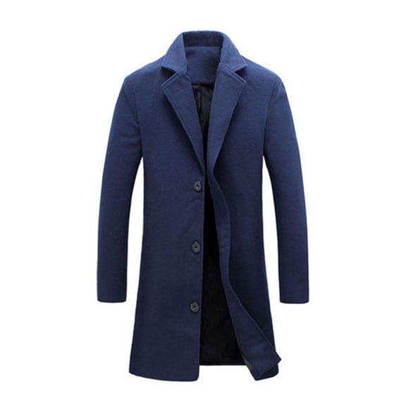 Christmas Clearance! AIEOTT Mens Knee Length Trench Coat Slim Fit Cardigan Jacket Big and Tall Wool Jacket Notch Collar Trench Coat with Pockets
