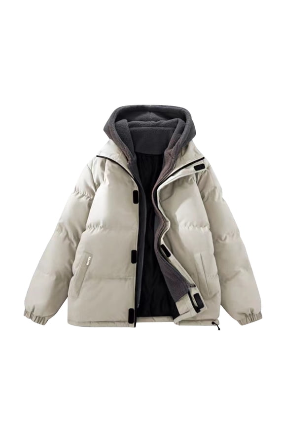 Christmas Clearance! AIEOTT Mens Parka Winter Coats Zip Up Fleece Jacket Big and Tall Puffer Jacket Warm Quilted Jacket Casual Outwear with Hood