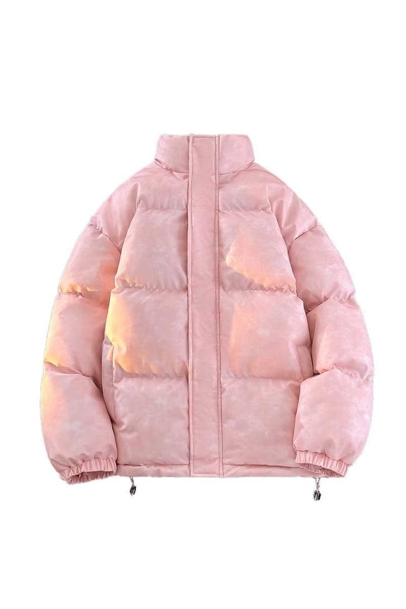 Christmas Clearance! AIEOTT Mens Stand Collar Puffer Coat Thickened Winter Puffer Jacket Warm Solid Color Zip Up Outerwear Ski Bubble Coat