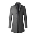 thumbnail image 1 of Christmas Clearance! AIEOTT Mens Stand Collar Trench Coat Mid Length Trench Coat Single Breasted Wool Coat Slim Fit Pea Coat with Pockets, 1 of 7