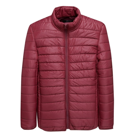 Christmas Clearance! AIEOTT Mens Waterproof Puffer Jacket Casual Solid Stand-up Collar Down Jackets Cotton-padded Lightweight Jacket Coats