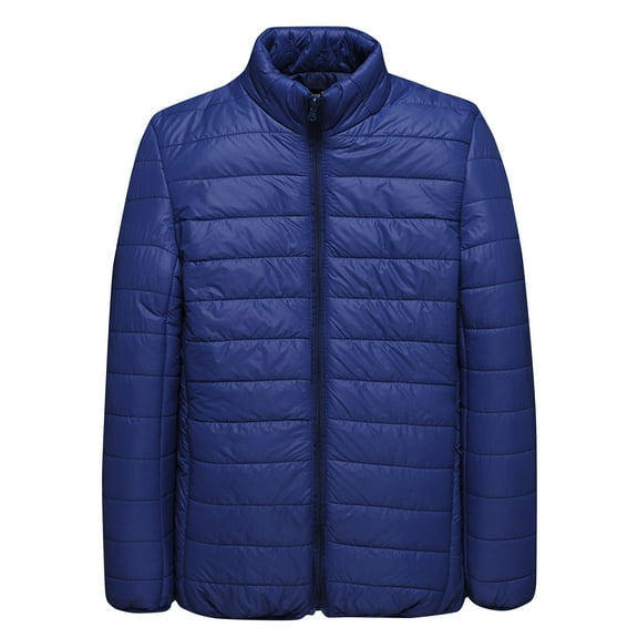 Christmas Clearance! AIEOTT Mens Waterproof Puffer Jacket Casual Solid Stand-up Collar Down Jackets Cotton-padded Lightweight Jacket Coats
