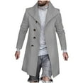 thumbnail image 1 of Christmas Clearance! AIEOTT Mens Winter Trench Coat Wool Mid Length Pea Coats Long Sleeve Lapel Coat Plus Size Single Breasted Trench Coat, 1 of 5