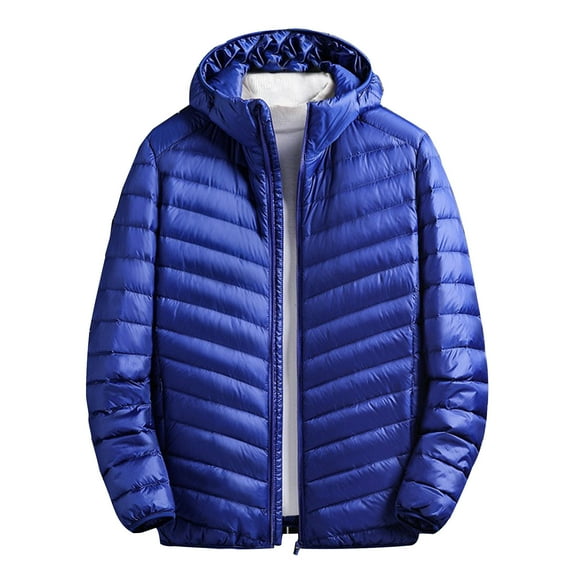 Christmas Clearance! AIEOTT Puffer Jacket Men Lightweight Quilted Jacket Big and Tall Zip Up Jacket Winter Parka Jackets Warm Overcoat with Hood