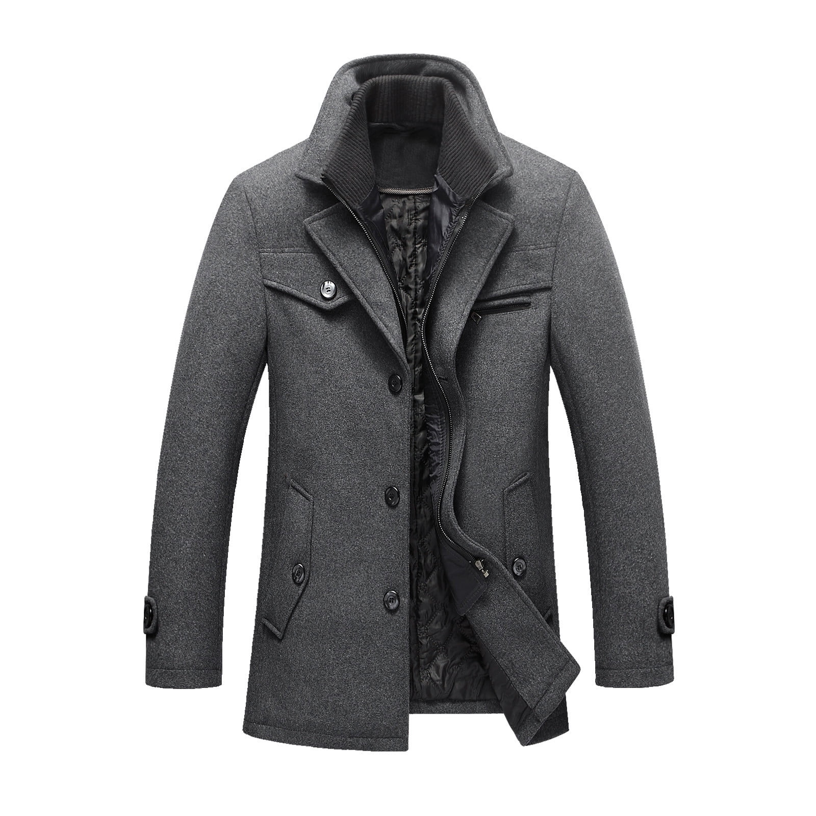 Christmas Clearance! AIEOTT Trench Coat for Men Winter Full Zip Up