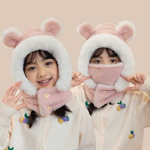 Christmas Clearance! AIEOTT Winter Hats for Kids Cold Weather Knit Hats with Neck Cover Girls and Boys Outdoor Ski Hats, Suitable for 4-10 Years Old