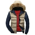 thumbnail image 1 of Christmas Clearance! AIEOTT Winter Jacket for Men Big and Tall Padded Coat Zip Up Puffer Jacket Color Block Puffer Jacket Warm Outwear with Hood, 1 of 3