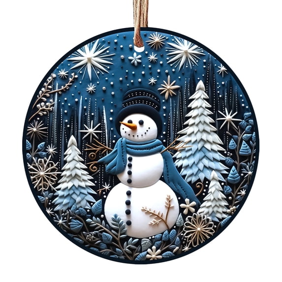 Christmas Acrylic Christmas Ornaments White and Blue Christmas Tree Hanging Ornaments,Snowman Pattern Christmas Decor for Christmas Crafts Xmas Trees Door Party Decor