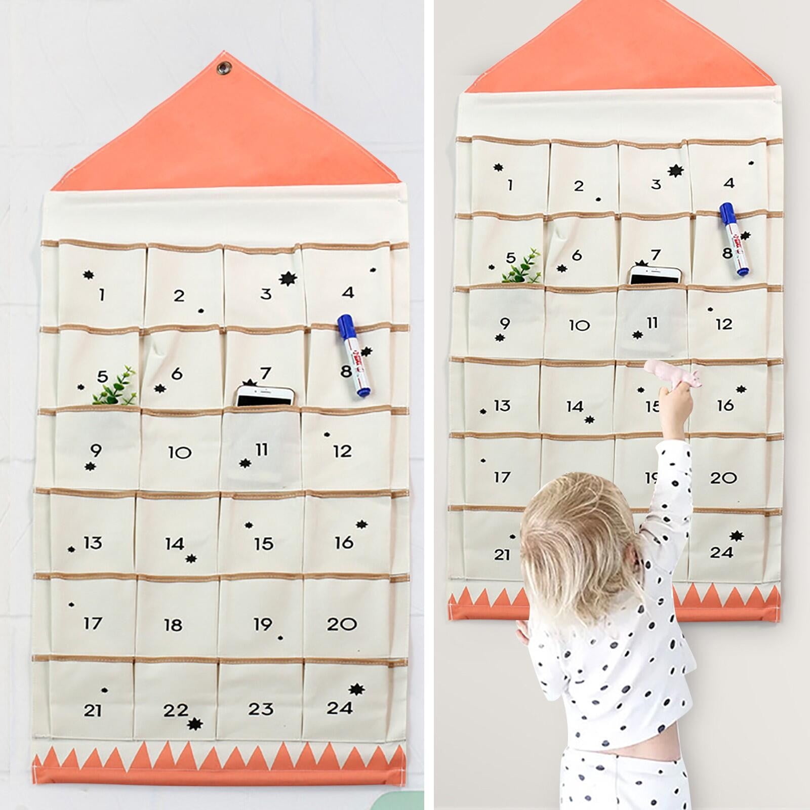 Christmas Clearance Advent Calendar With 24 Pockets Wall Hanging Bag